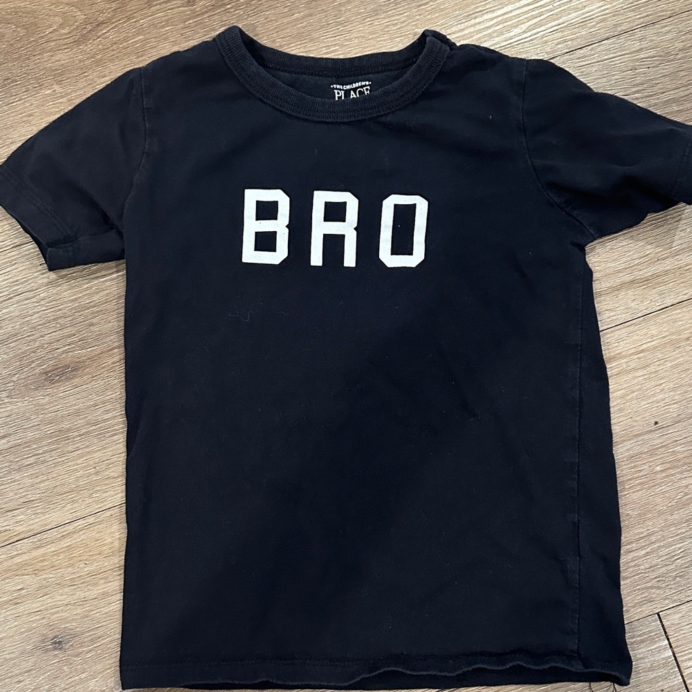 The Children's Place Black Tee with 'BRO' Print